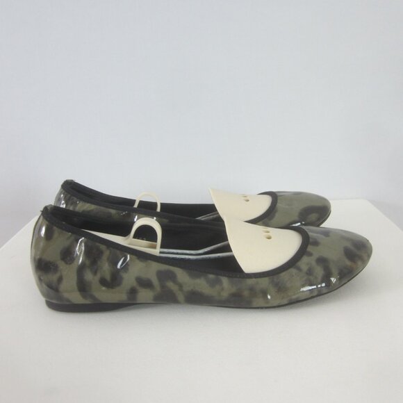 J. Crew Womens 8 M Cece Patent Leather Camo Animal Print Ballet Flats Italy - Picture 2 of 13